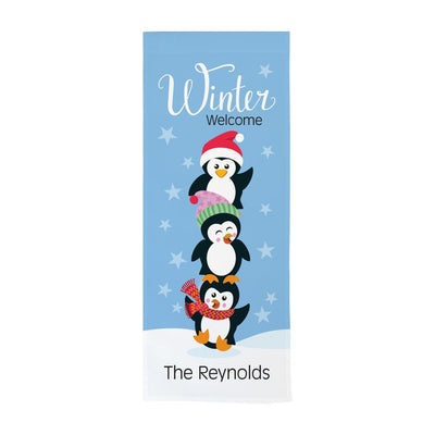 Personalized Winter Welcome Penguins Wall Hanging -  - Gifts For You Now