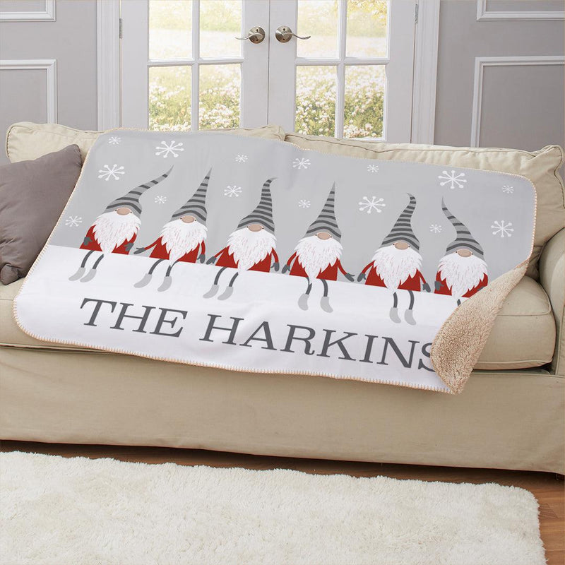 Personalized Gnome Family Sherpa Blanket -  - Gifts For You Now