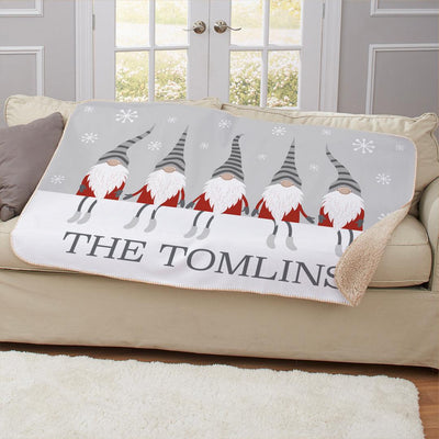 Personalized Gnome Family Sherpa Blanket -  - Gifts For You Now