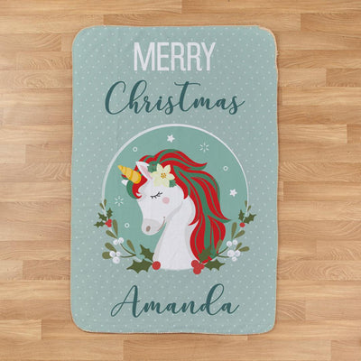 Personalized Merry Christmas Unicorn Throw Blanket -  - Gifts For You Now