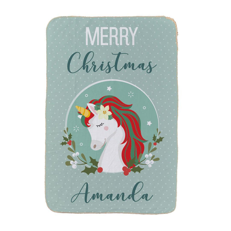 Personalized Merry Christmas Unicorn Throw Blanket -  - Gifts For You Now