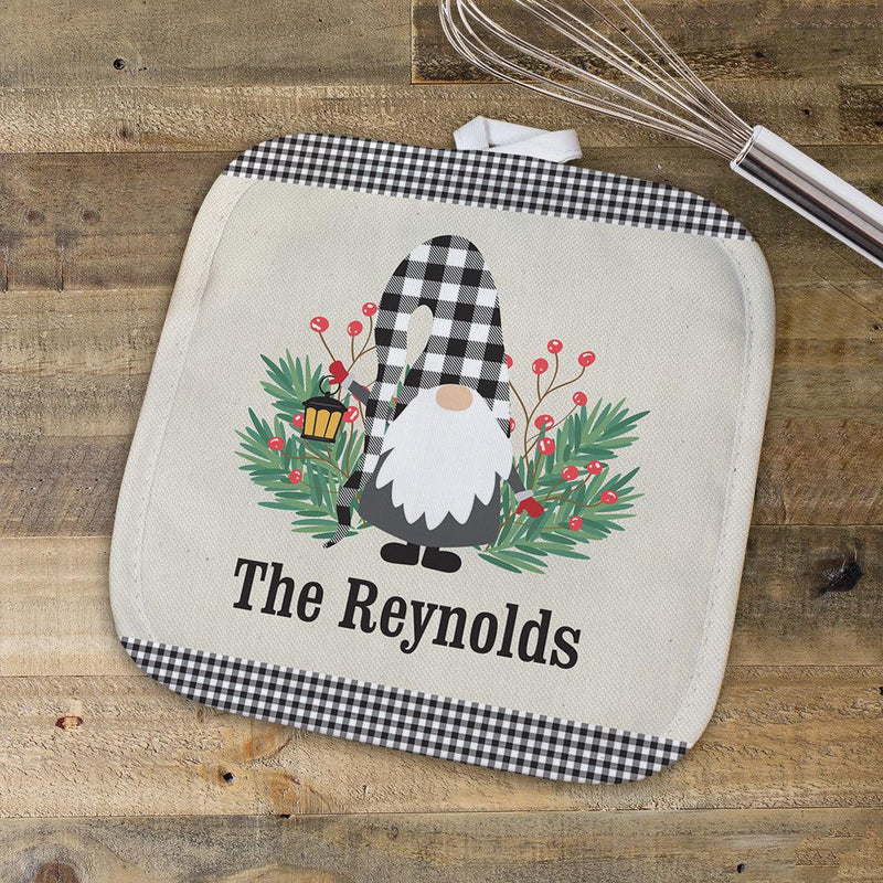 Personalized Welcome Gingham Gnome Potholder -  - Gifts For You Now