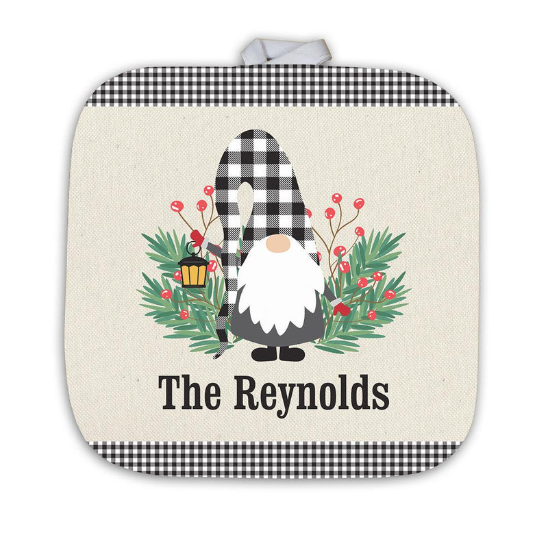 Personalized Welcome Gingham Gnome Potholder -  - Gifts For You Now