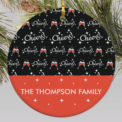 Personalized Christmas Cheers Ornament - 2.8" Diameter - Gifts For You Now