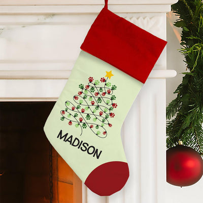 Personalized Paws Christmas Stocking - Red Cuff - Gifts For You Now