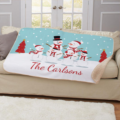 Personalized Snowmen Sherpa Blanket -  - Gifts For You Now