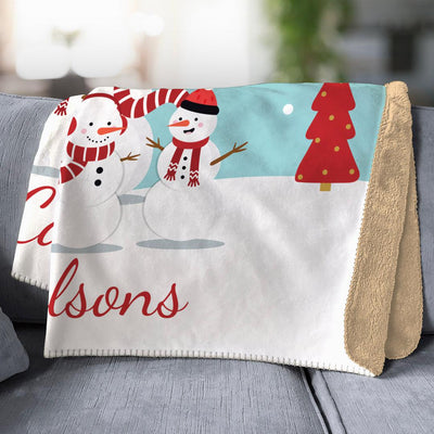 Personalized Snowmen Sherpa Blanket -  - Gifts For You Now