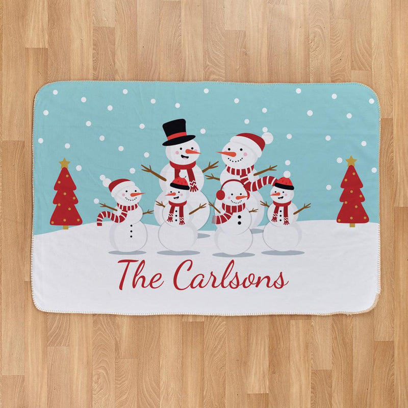 Personalized Snowmen Sherpa Blanket -  - Gifts For You Now