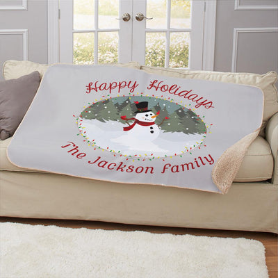 Personalized Snowman Sherpa Blanket -  - Gifts For You Now