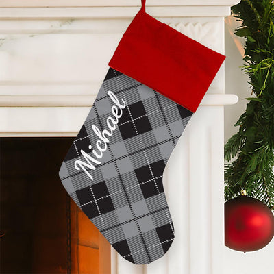 Personalized Plaid Stocking - Red - Gifts For You Now