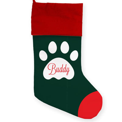 Personalized Green Paw Christmas Stocking -  - Gifts For You Now