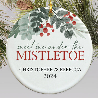 Personalized Meet Me Under the Mistletoe Ornament - 2.8" Diameter - Gifts For You Now