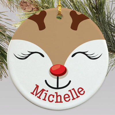 Personalized Reindeer with Lashes Ornament -  - Gifts For You Now