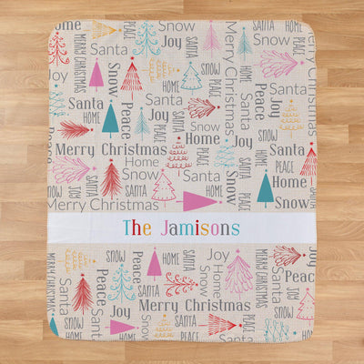 Personalized Bright Christmas Sherpa Lined Throw Blanket -  - Gifts For You Now