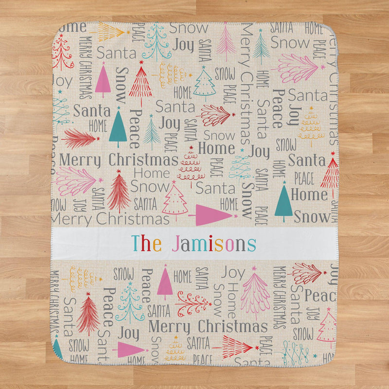 Personalized Bright Christmas Sherpa Lined Throw Blanket -  - Gifts For You Now