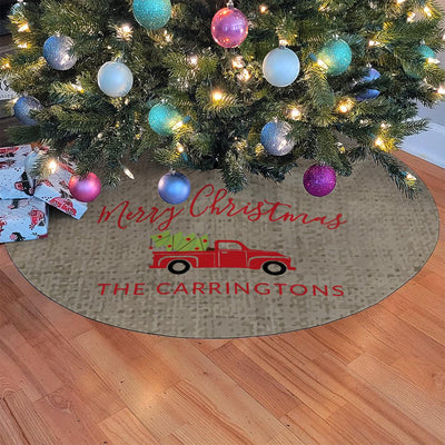 Personalized Merry Christmas Red Truck Tree Skirt -  - Gifts For You Now