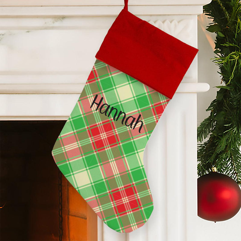 Personalized Plaid Christmas Stocking - Red Cuff - Gifts For You Now