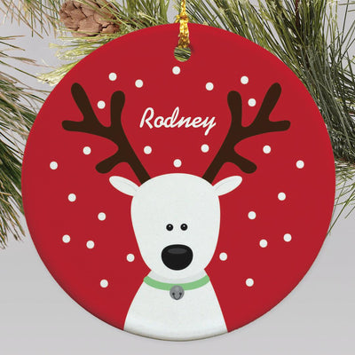 Personalized Reindeer Round Ornament -  - Gifts For You Now