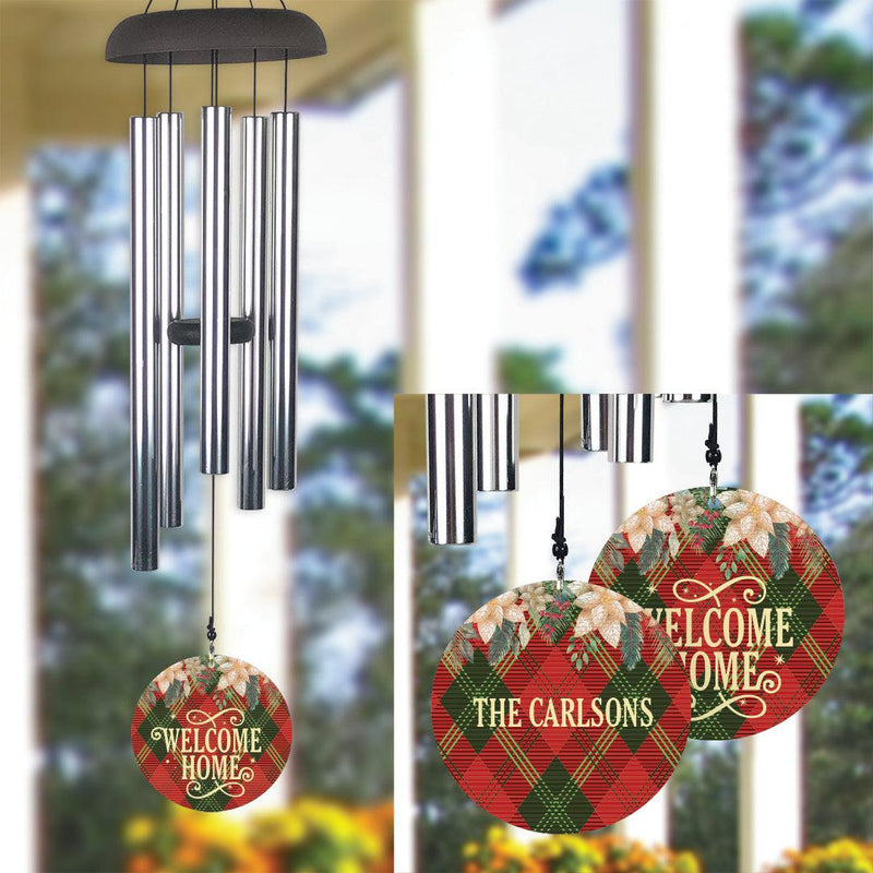 Personalized Christmas Diamond Plaid Wind Chime -  - Gifts For You Now