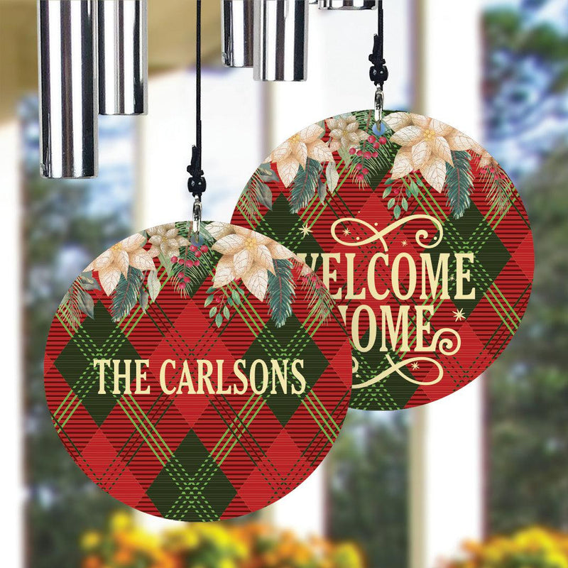 Personalized Christmas Diamond Plaid Wind Chime - 24" - Gifts For You Now