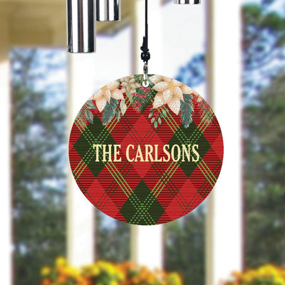 Personalized Christmas Diamond Plaid Wind Chime -  - Gifts For You Now