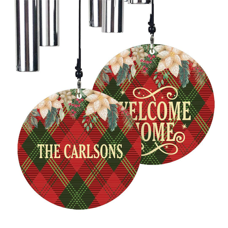 Personalized Christmas Diamond Plaid Wind Chime -  - Gifts For You Now