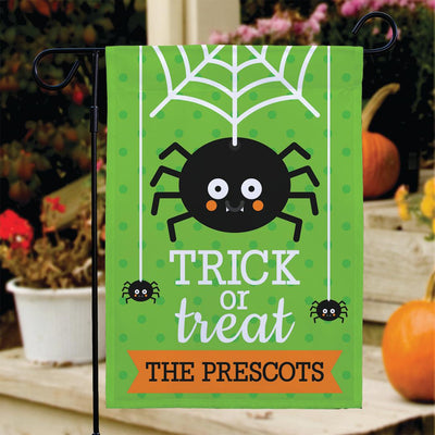 Personalized Trick or Treat Spider Garden Flag - Print One Side - Gifts For You Now