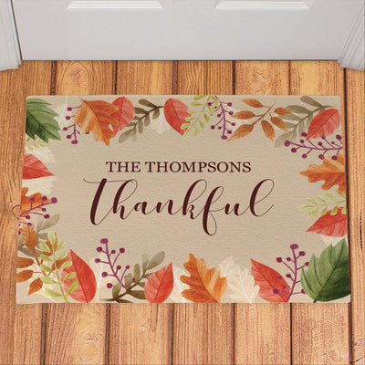 Personalized Thankful Leaves Doormat -  - Gifts For You Now