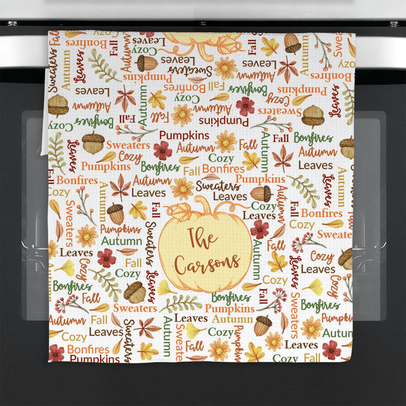 Personalized Word Art Fall Tea Towel -  - Gifts For You Now