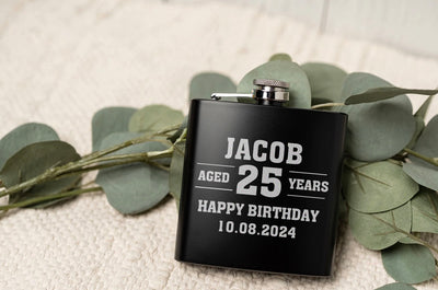 Personalized Happy Birthday Matte Black Flasks