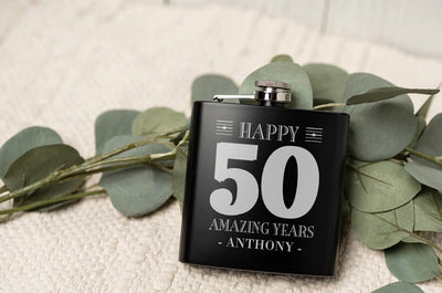 Personalized Happy Birthday Matte Black Flasks