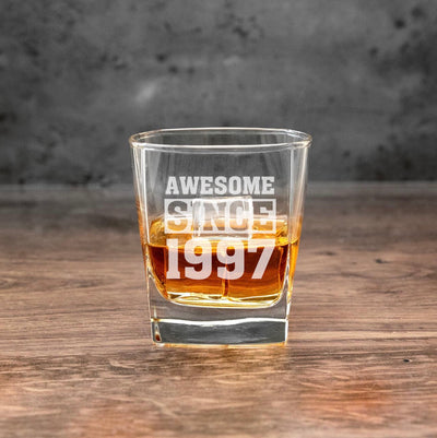 Personalized Birthday Square Rocks Glass