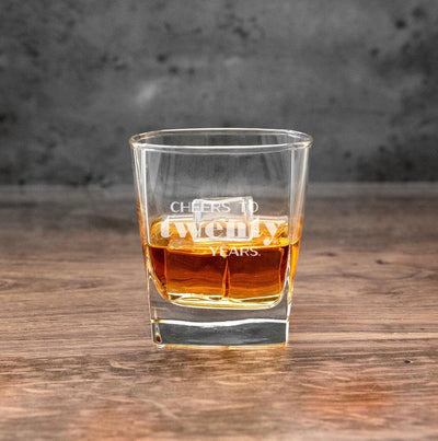 Personalized Cheers Birthday Square Rocks Glass -  - Completeful