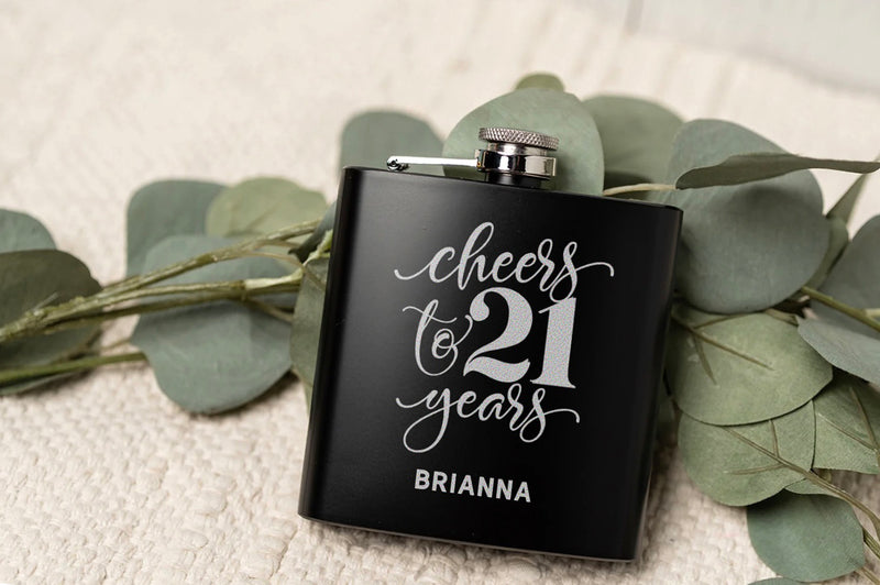 Personalized Happy Birthday Matte Black Flasks