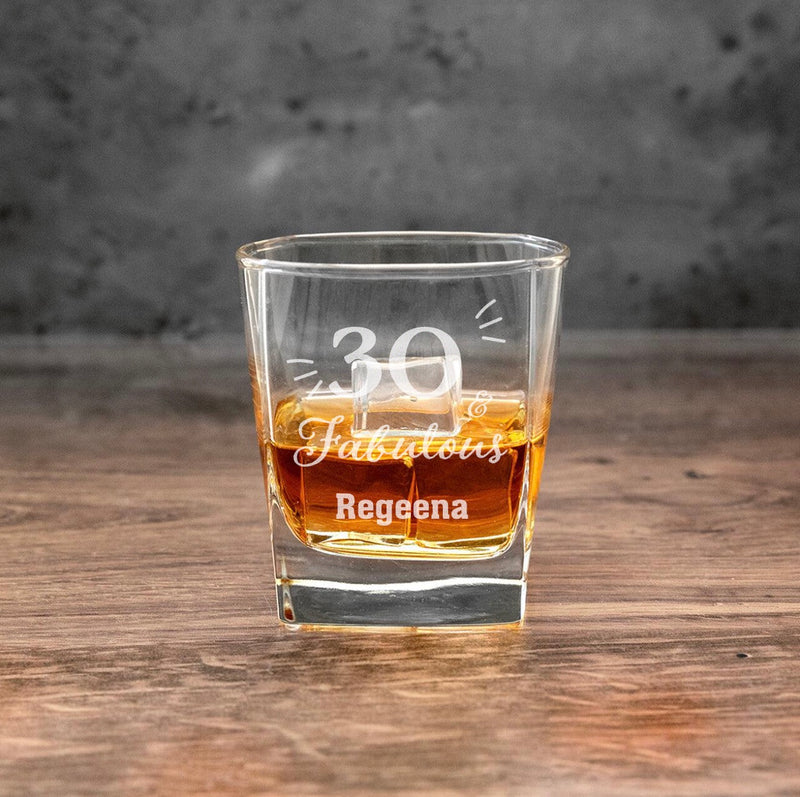 Personalized Birthday Square Rocks Glass