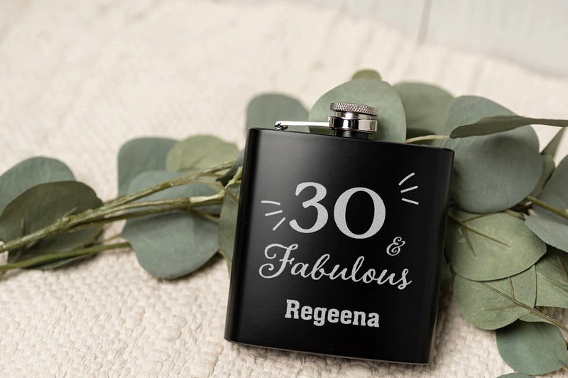 Personalized Happy Birthday Matte Black Flasks