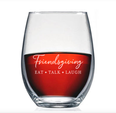 Personalized Friendsgiving Stemless Wine Glass