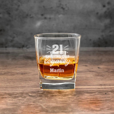 Personalized Birthday Square Rocks Glass