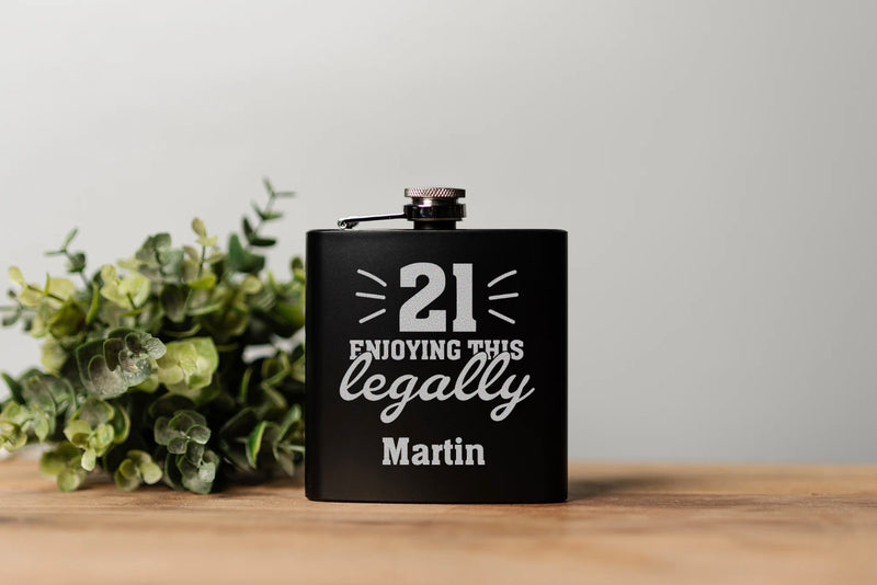 Personalized Happy Birthday Matte Black Flasks