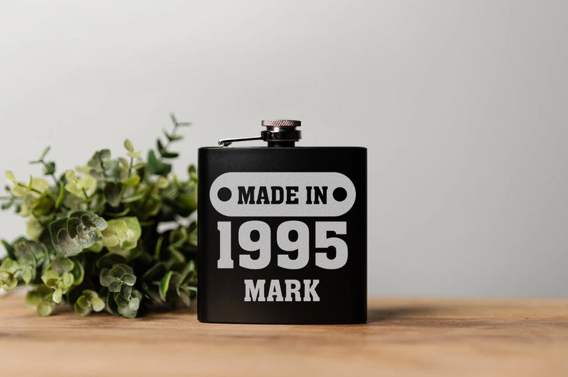 Personalized Happy Birthday Matte Black Flasks