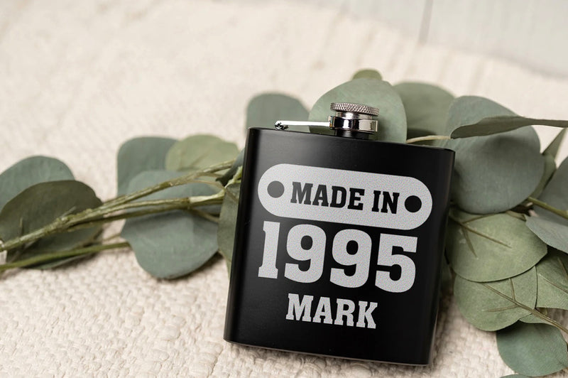 Personalized Happy Birthday Matte Black Flasks