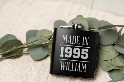 Personalized Happy Birthday Matte Black Flasks