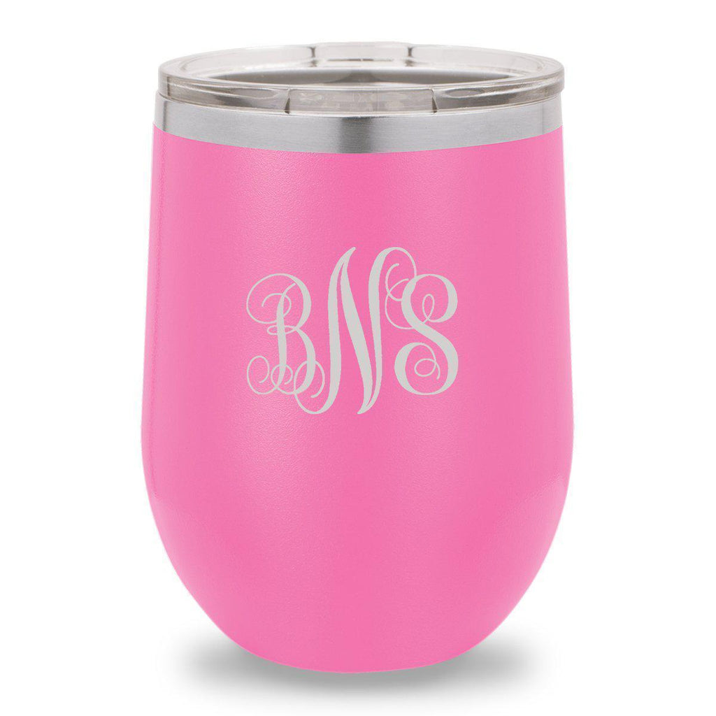 Insulated Wine Tumbler with Succulent & Initial - 12 oz. - Love, Georgie
