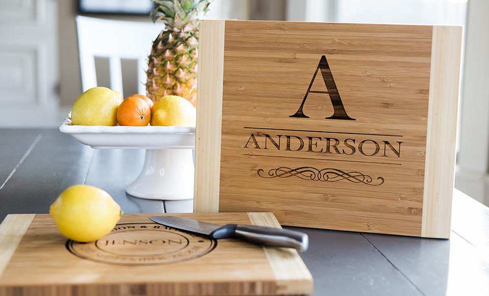 Kitchen Tools Personalized Two-Tone Wood Cutting Boards